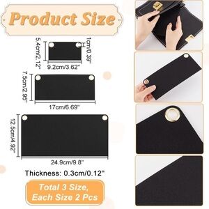 2 Piece Black Wool Purse Bag + Compact Wallet Convertible Insert Crossbody Chain